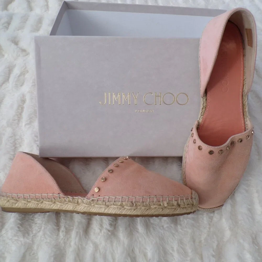 Jimmy Choo pink studded suede espadrilles 7